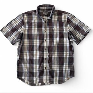 Carhartt Men’s Brown Plaid Shirt L Relaxed Fit Cotton Work Casual‎ Button Down
